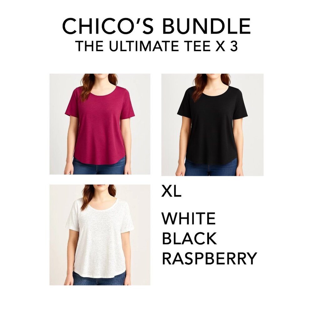 👚 Bundle of 3 | Chico’s Scoop Neck Tops – Size XL